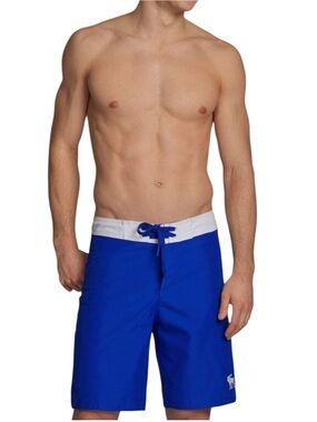 Abercrombie & Fitch Blue Board Shorts Swim Trunks Embroidered Logo Men’s XL